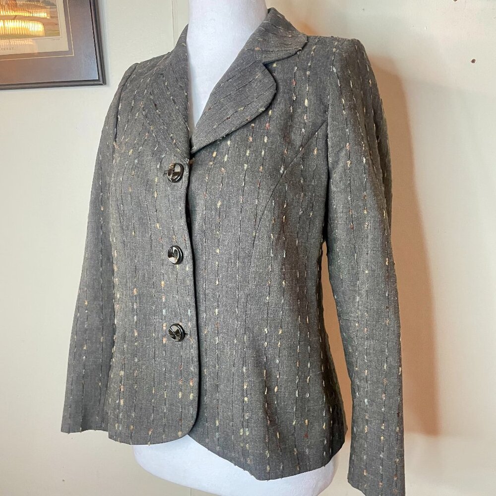 Tosca Couture Charcoal Flecked Wool Jacket Petite